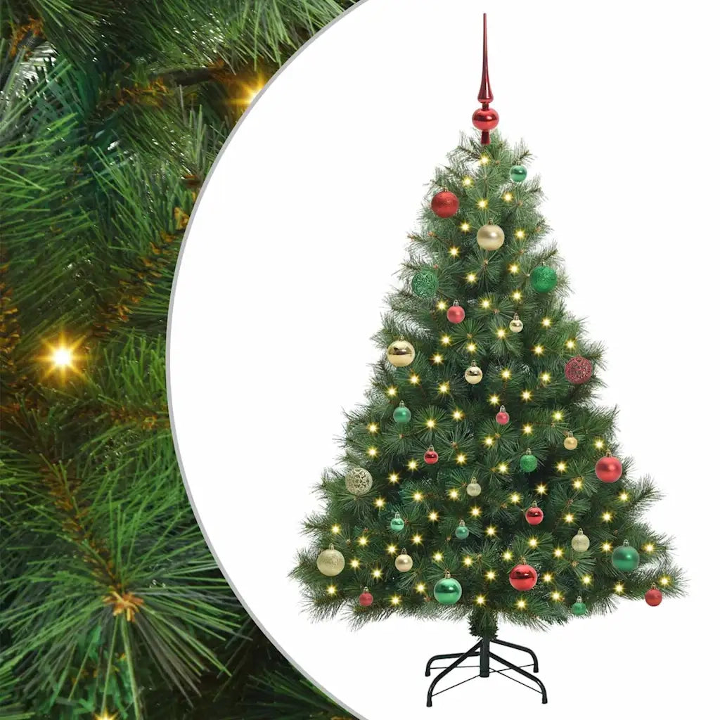 Albero di Natale Artificiale-Albero Natalizio con 150 LED Verde 150 cm PE e PVC 765721