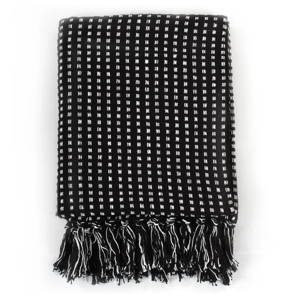 Copriletto in Cotone a Quadri 125x150 cm Nero 245330
