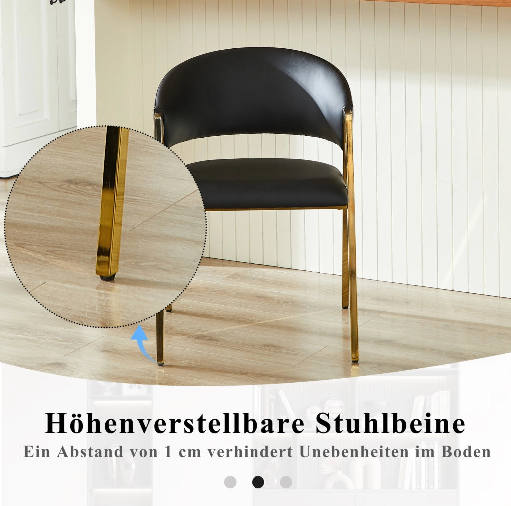 Sedia da pranzo nera con struttura in metallo color oro