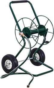 Carrello Avvolgitubo da Giardino, Avvolgitubo in Metallo con Manico e 2 Ruote Pneumatiche, per Tubi di 3/4", Fino 61 Metri, 71 x 53 x 96,5 cm, Verde
