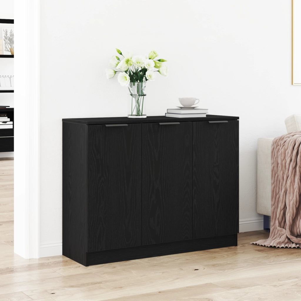 Credenza Nera in Rovere 90,5x30x70 cm in Legno Ingegnerizzato