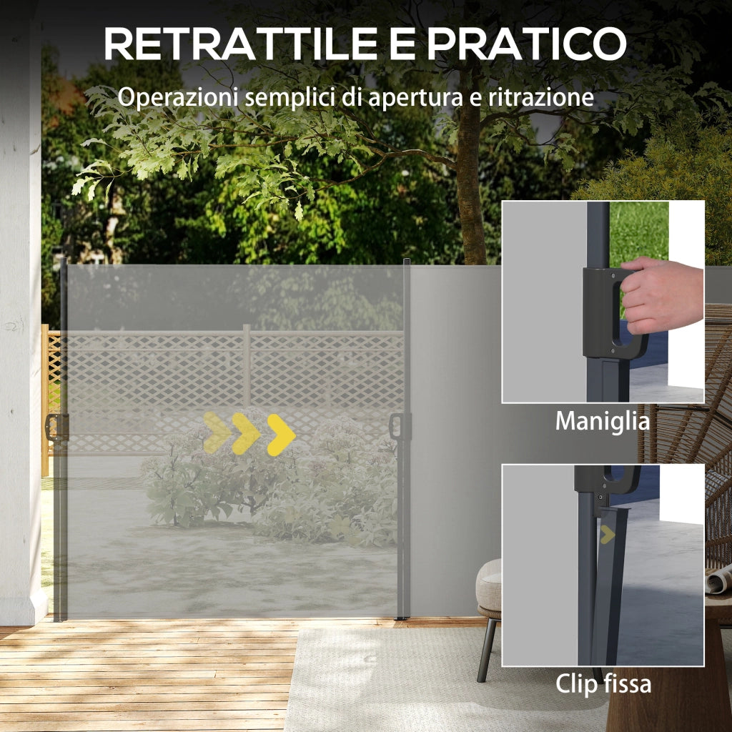 Tenda Laterale Retrattile 400x160 cm ¨C Zephmum ¨C Grigio Chiaro, Metallo, Alluminio, Poliestere