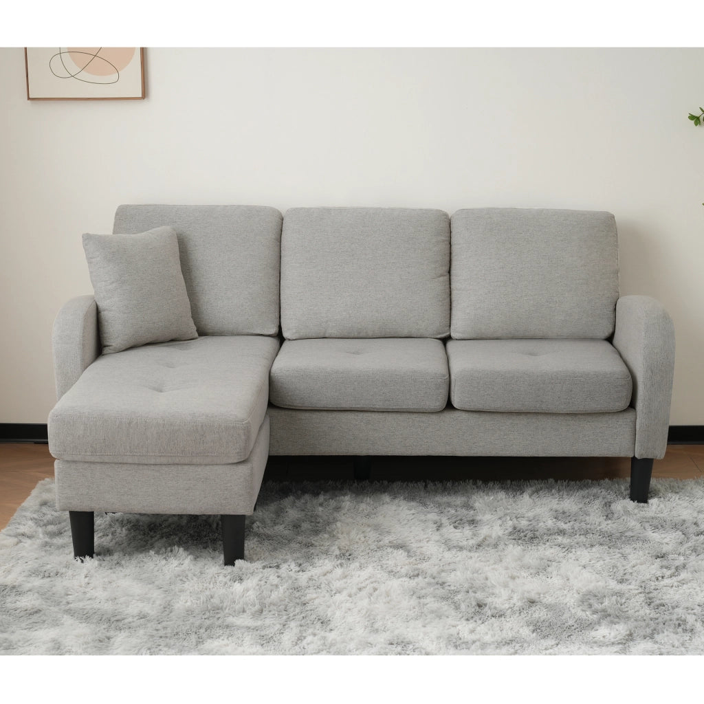 DIVANO ANGOLARE MODULARE 166x118x77 cm Grigio tessuto cotone-lino