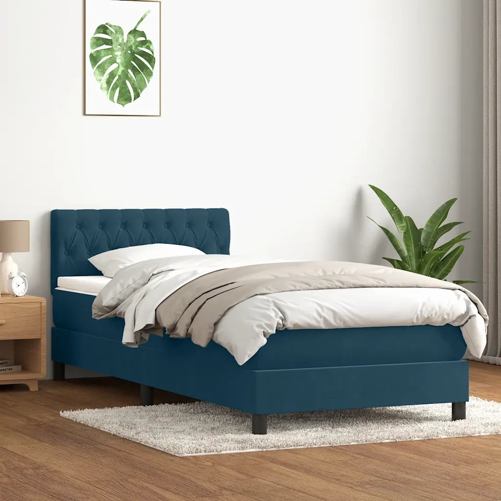 Letto a Molle con Materasso e LED Blu Scuro 80x210 cm Velluto 3317149