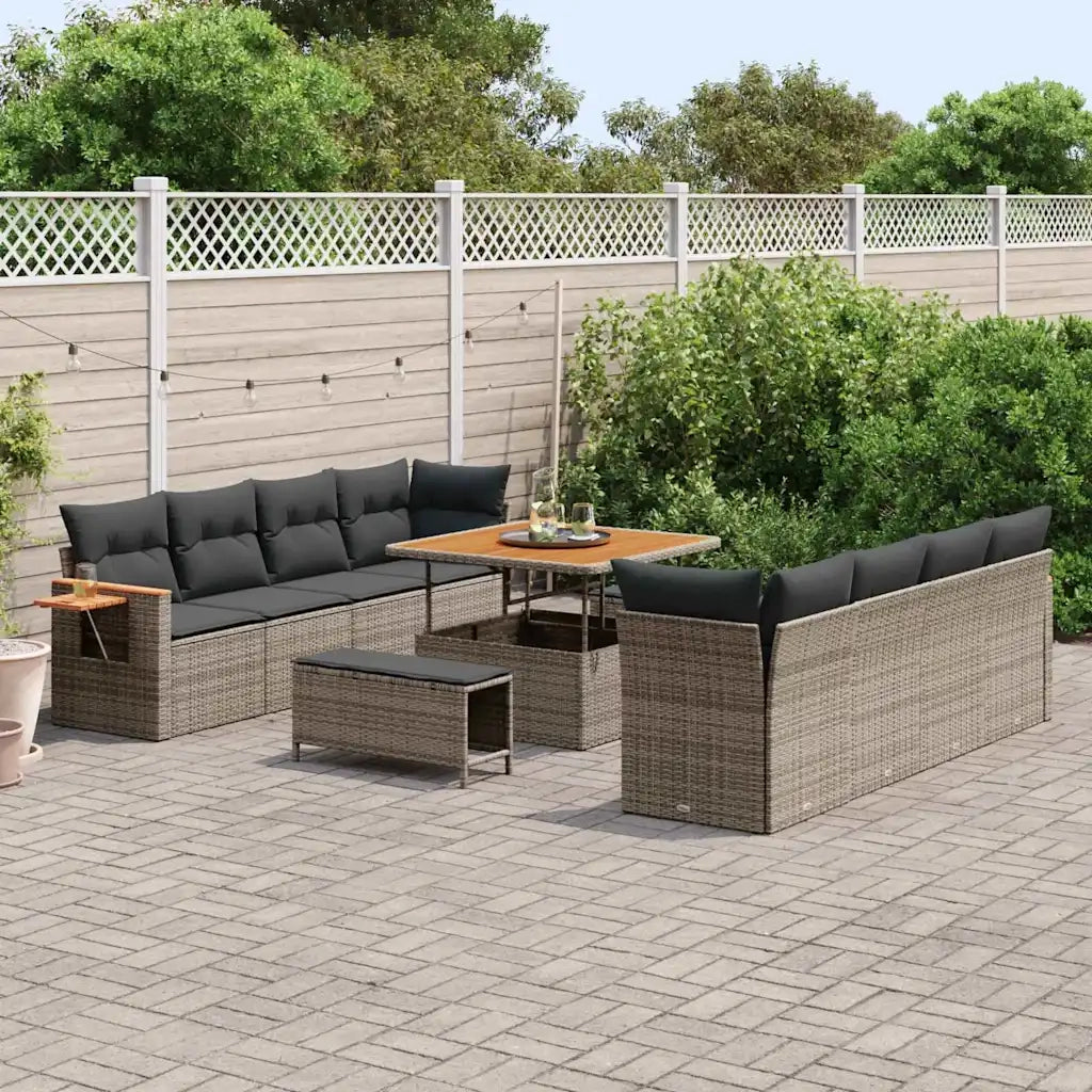 Set Divano da Giardino con cuscino 12 pcs Grigio polyrattan 3365108