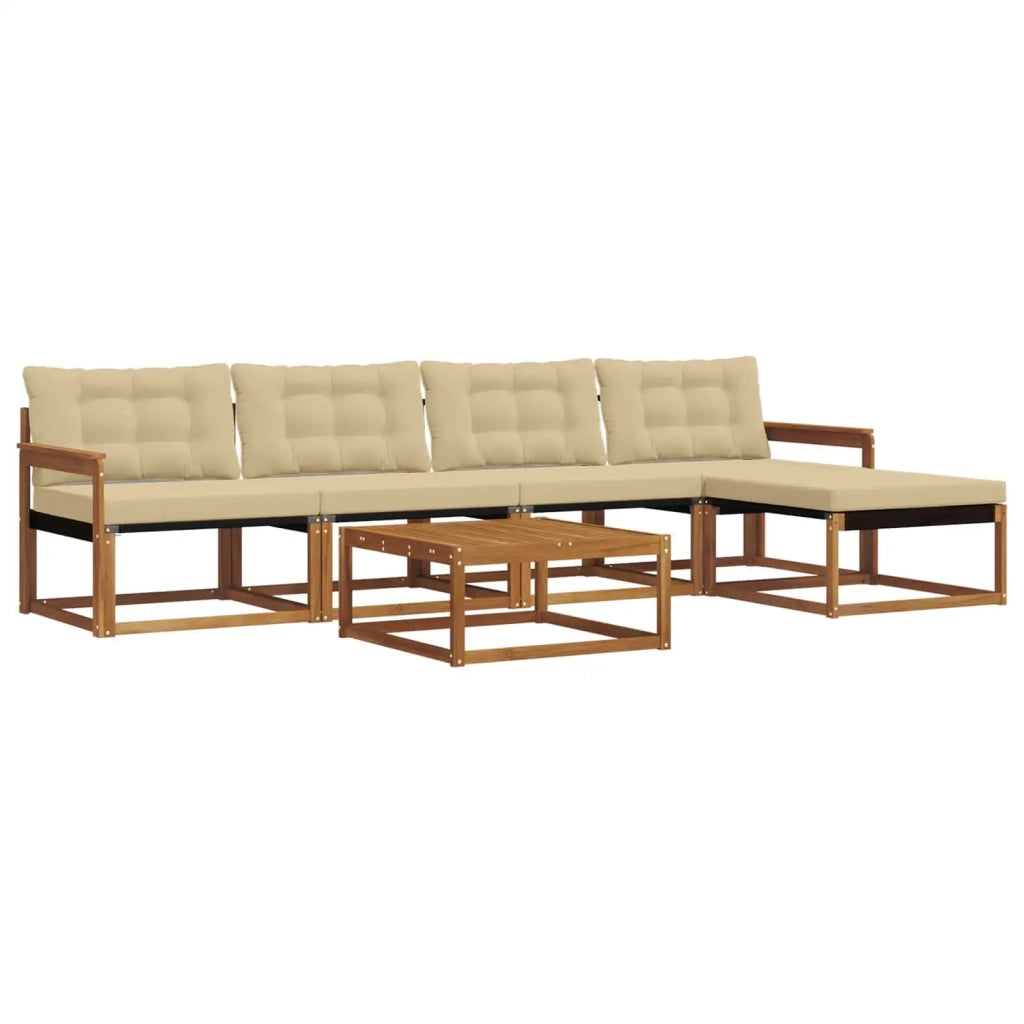 Set di divani da esterno con cuscino 6 pcs Naturale e Beige 3369380