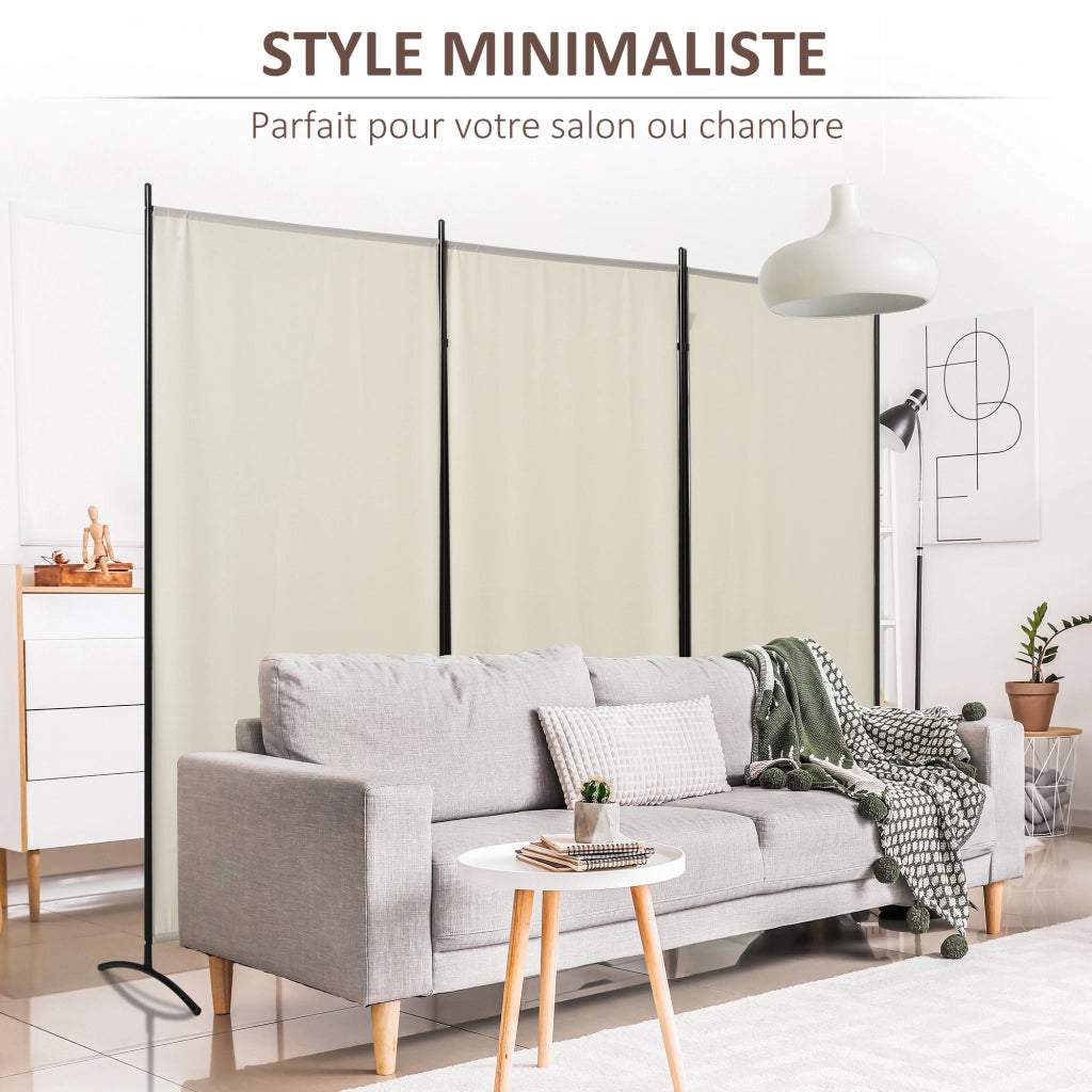 Paravento 3 pannelli ¨C Xylo ¨C metallo e poliestere grigio 253x50x182 cm