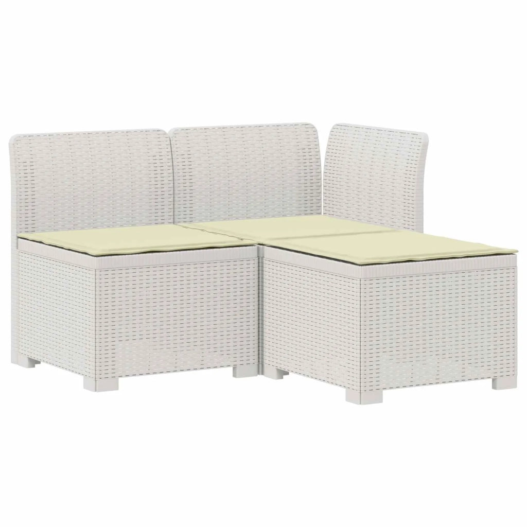 Divano da esterno-Divano da Giardino 3 posti con cuscini in look rattan PP Bianco 688335