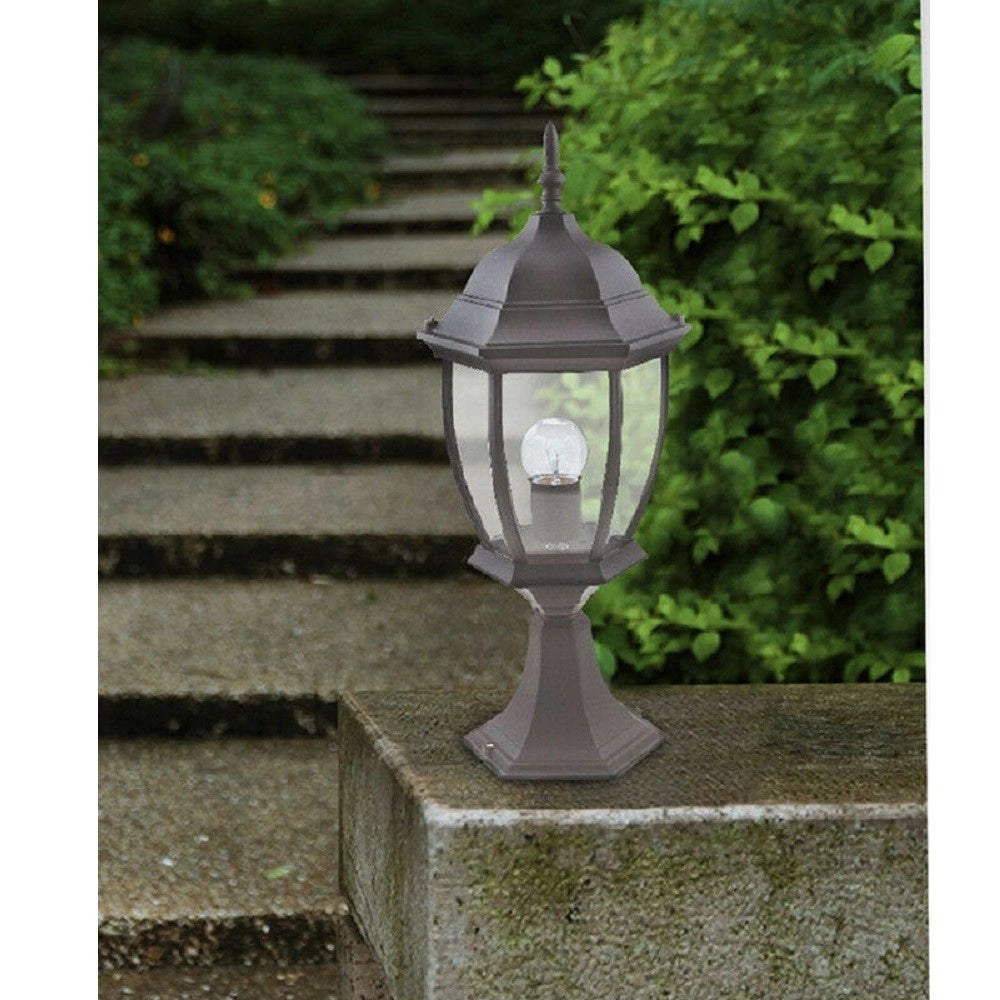 Trade Shop - Lampione Da Giardino 48cm Lanterna In Vetro E27 Luce Da Esterno Alluminio Es45 -