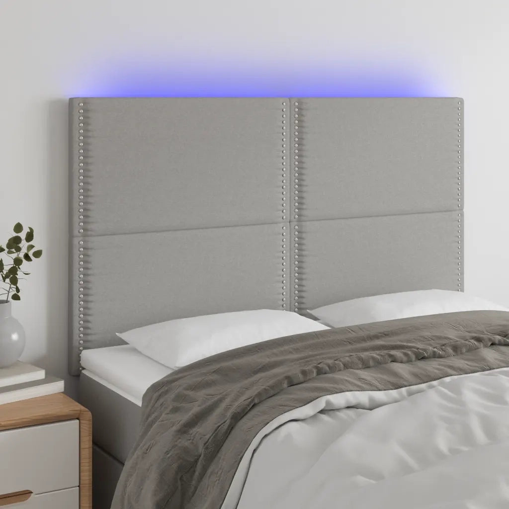 Testiera | Testata a LED Grigio Chiaro 144x5x118/128 cm in Tessuto