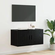 Mobile TV da parete-Mobile TV a Muro-Credenza TV Rovere nero 80 x 34,5 x 40 cm