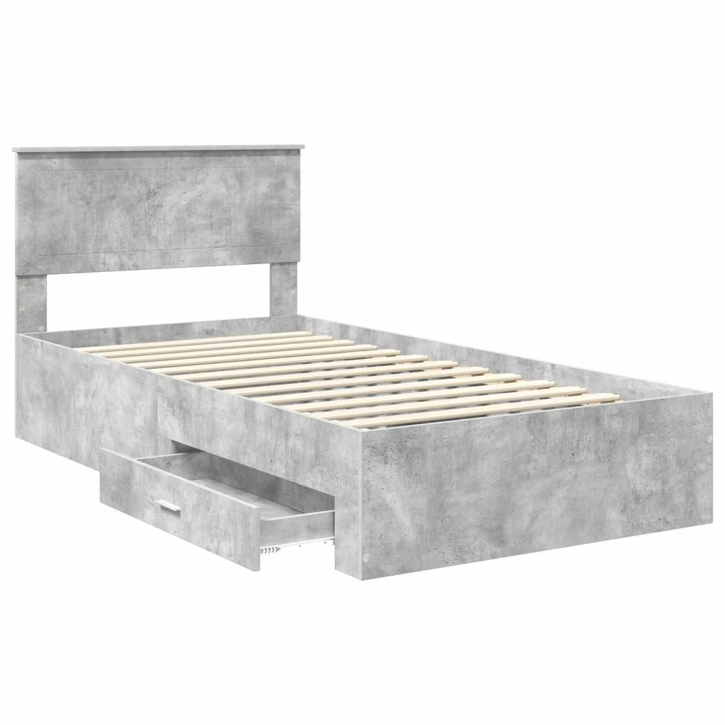 Letto singolo | Letto per adulti | Struttura del letto con testiera Grigio cemento 100 x 200 cm