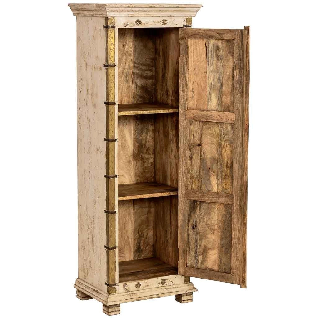 Armadio artigianale in legno bianco, 53x40x149h cm