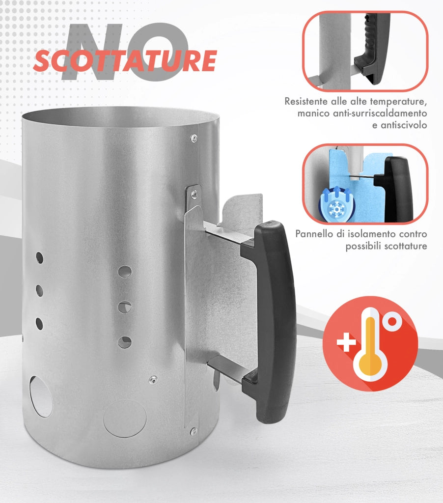 Barbecue Starter Accendino Bbq Compatto A Doppio Manico Resistente Alte Temperature In Acciaio Accenditore Camino Con Manico Grigliate Campeggio Carbonella