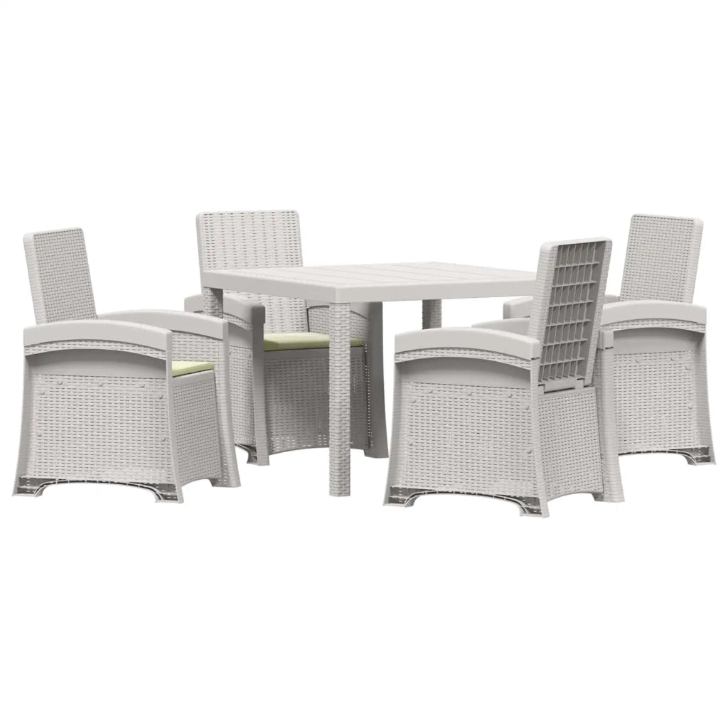 Set da Pranzo per Giardino 5 pz Bianco e Crema PP 3430111