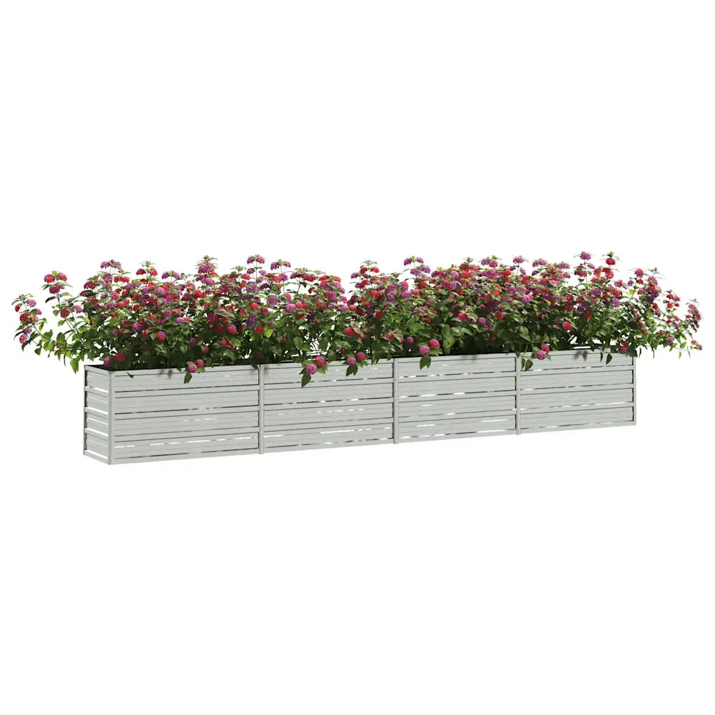 Fioriere | Cassetta per fiori | Letto Rialzato Giardino 320x40x45 cm in Acciaio Zincato Argento
