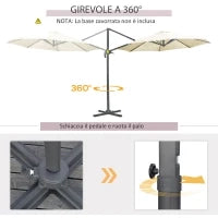 Ombrellone da Giardino Decentrato 3x2.5 m con Angolazione Regolabile e Girevole a 360°, Crema