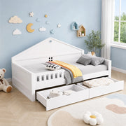 DESMIU Letto singolo 1 posto con 2 cassetti, LED regolabile e contenitore 90 × 200 cm, senza materasso, bianco