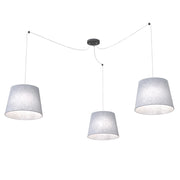 Sospensione 3 Luci Iside Con Fermacavi E Paralumi Grigio