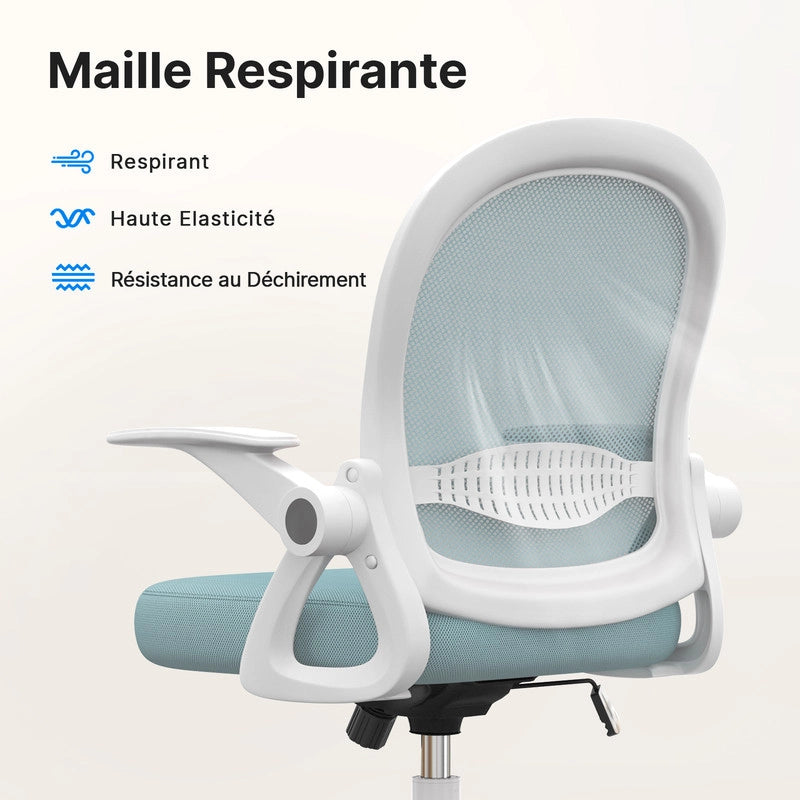 Sedia da ufficio-Sedia da ufficio in  con braccioli-Sedia ergonomica in rete traspirante-Altezza regolabile-Home Office-verde chiaro