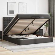Struttura Letto Pouf con Materassi Nero 200x200 cm Similpelle