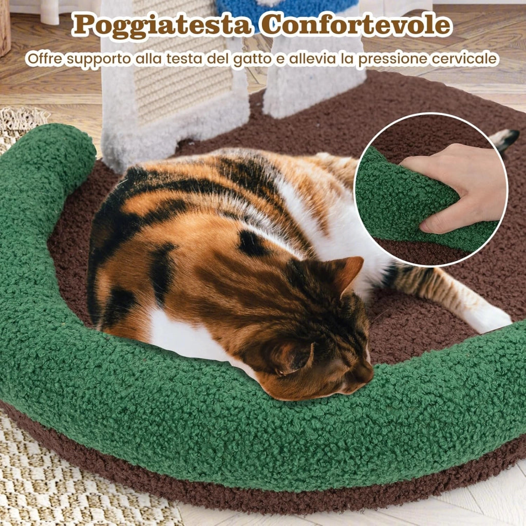 Tiragraffi per Gatti a Forma di Fungo, Lettino Moderno in Sisal con Piattaforma Ampia e Confortevole,Pallina e Poggiatesta Imbottito, Cuccia Gatti Interno