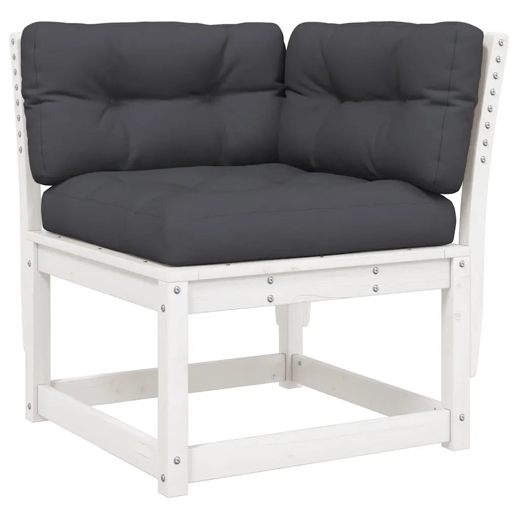 Set Divani Giardino 5pz con Cuscini Bianco Legno Massello Pino 3216981