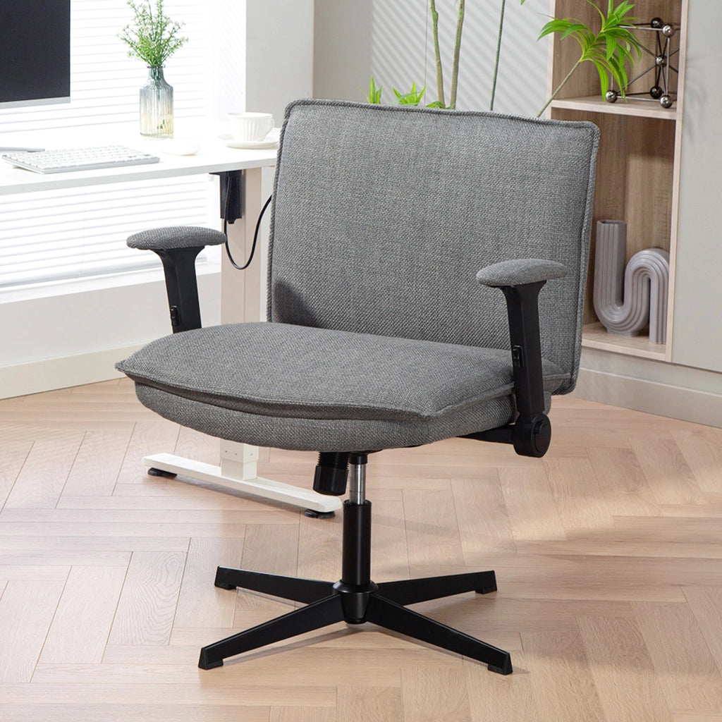 Sedia da ufficio con braccioli ribaltabili ¨C zephmum ¨C Grigio, Tessuto, Metallo