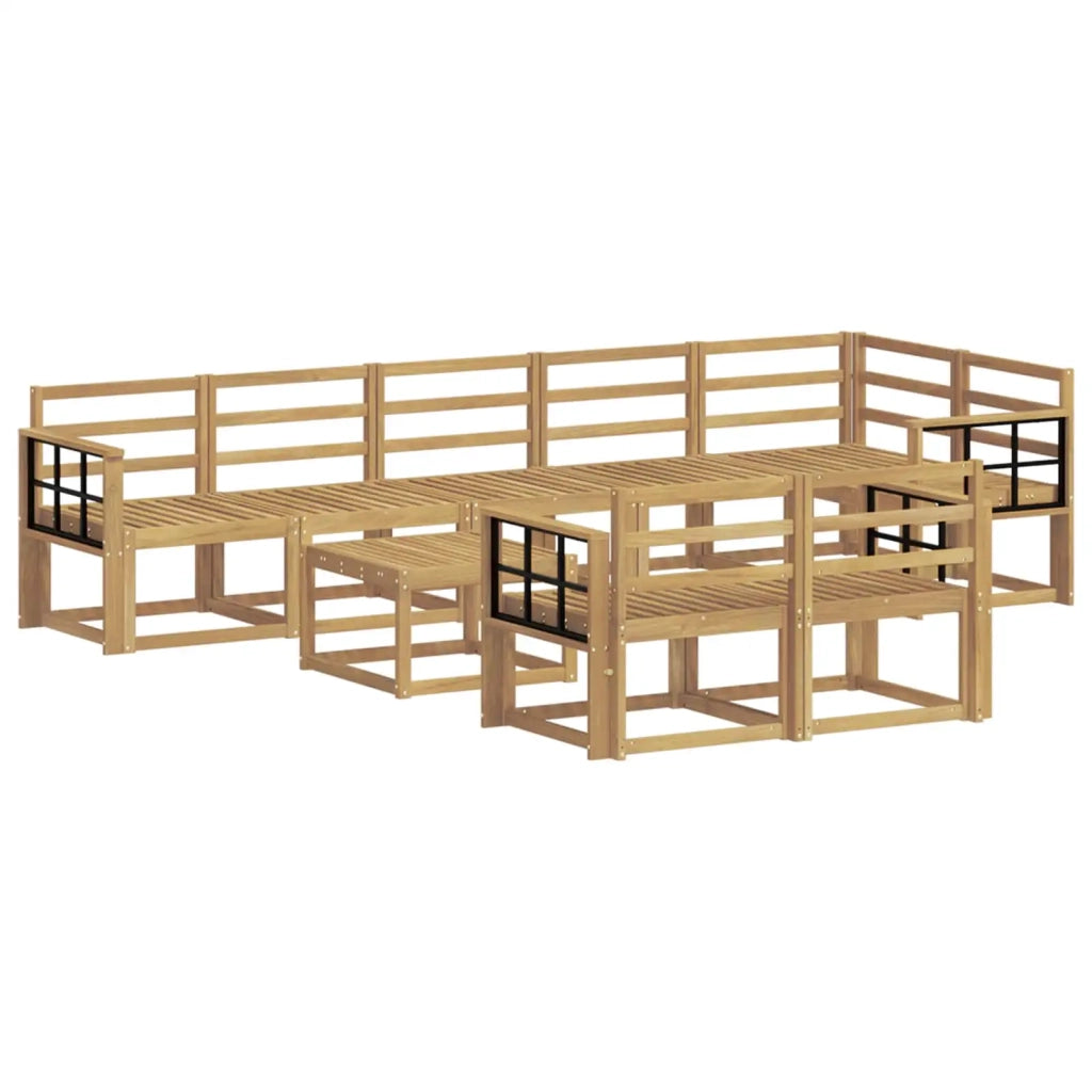 Set di divani da esterno 9 pcs Bianco Legno di Acacia Massello 3387848