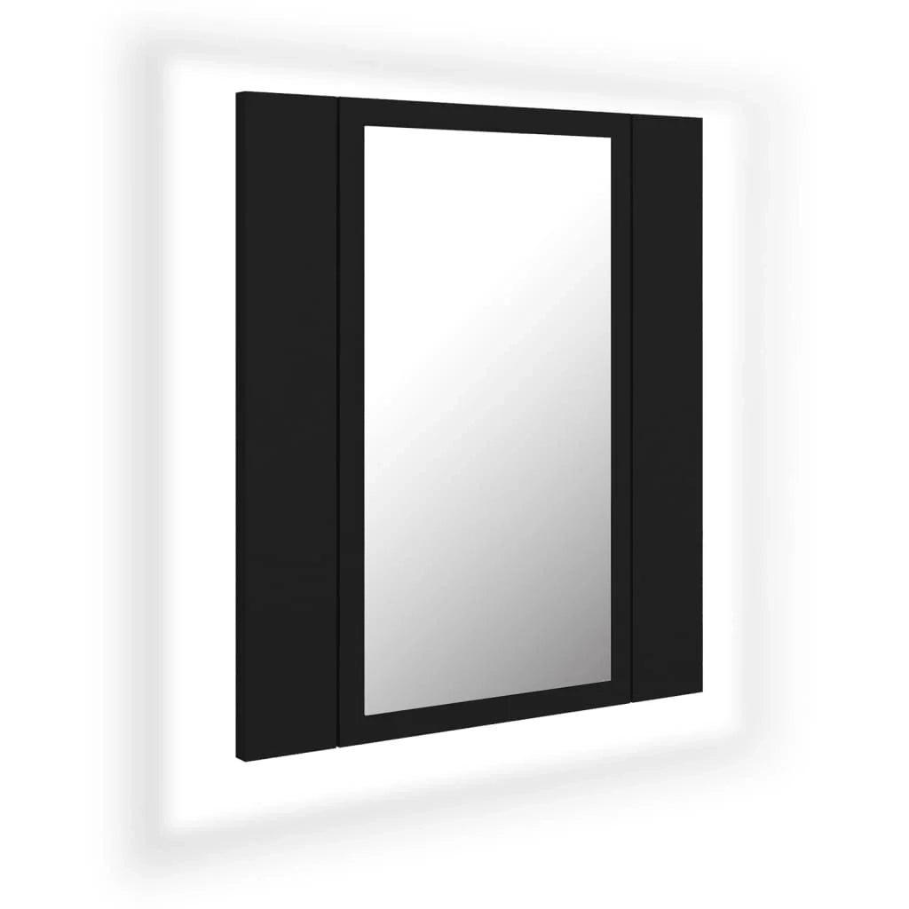 Mobiletto a specchio da bagno a LED 40 x 12 x 45 cm acrilico nero 02_0006731