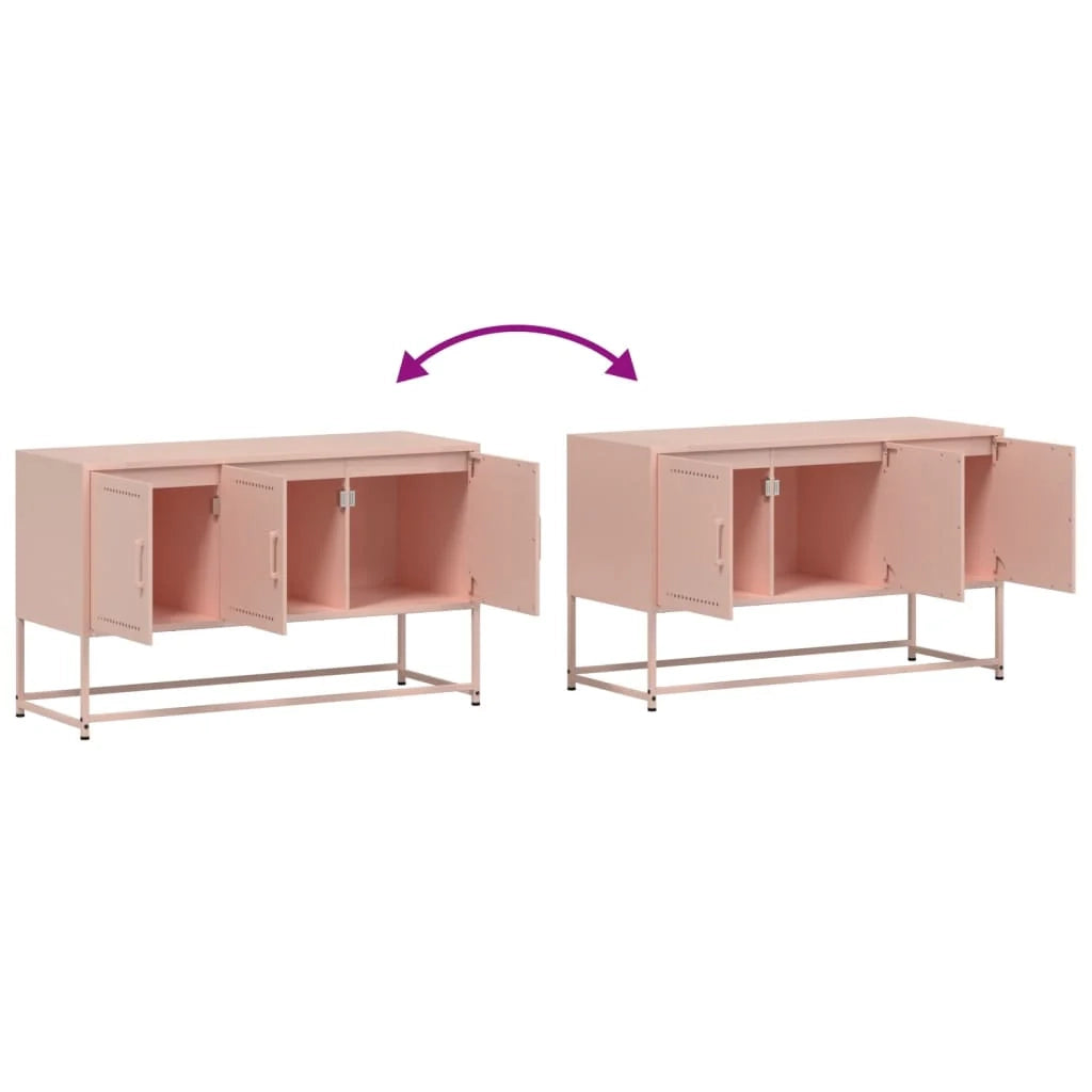 Mobile TV multimediale mensola TV credenza TV sala da pranzo soggiorno camera da letto rosa 100,5 x 39 x 60,5 cm acciaio rosa 02_0028285
