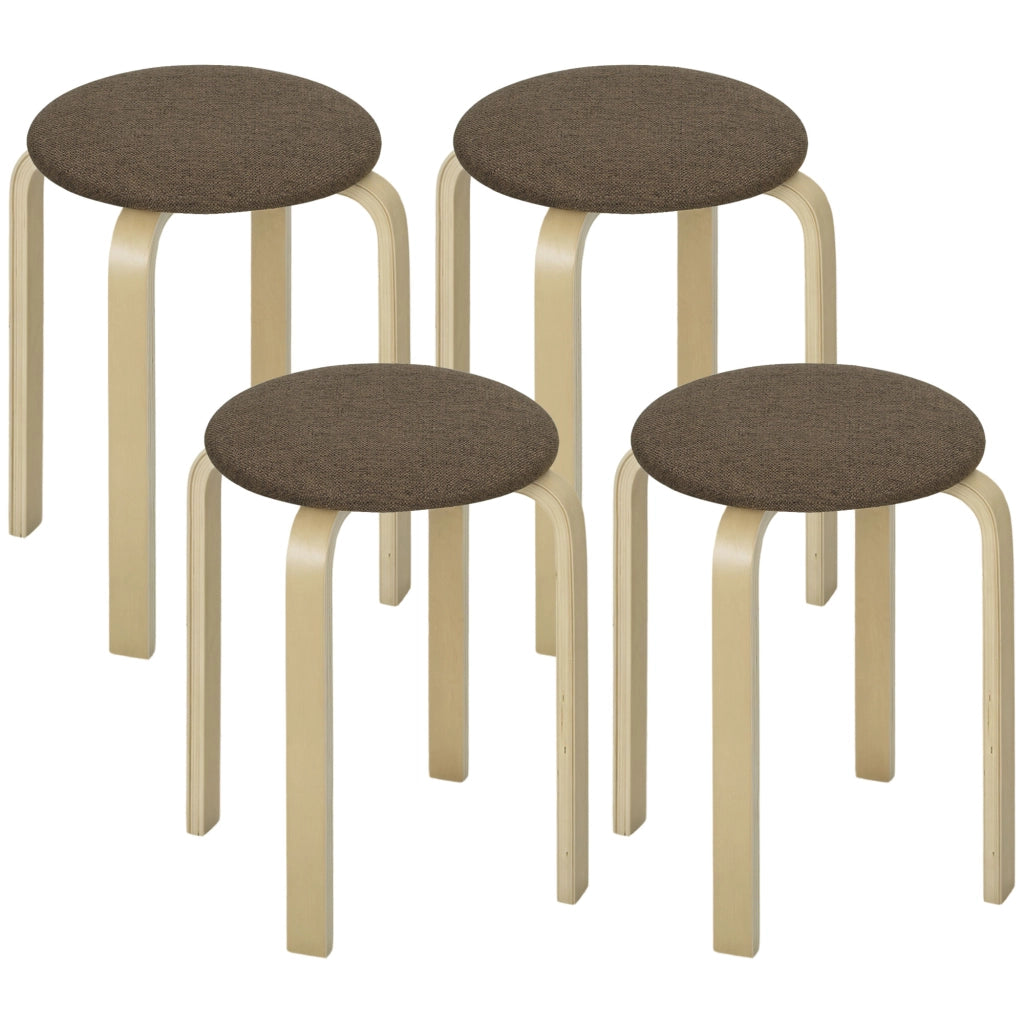 Sgabello imbottito in set di 4 ¨C Zephmum ¨C Legno marrone