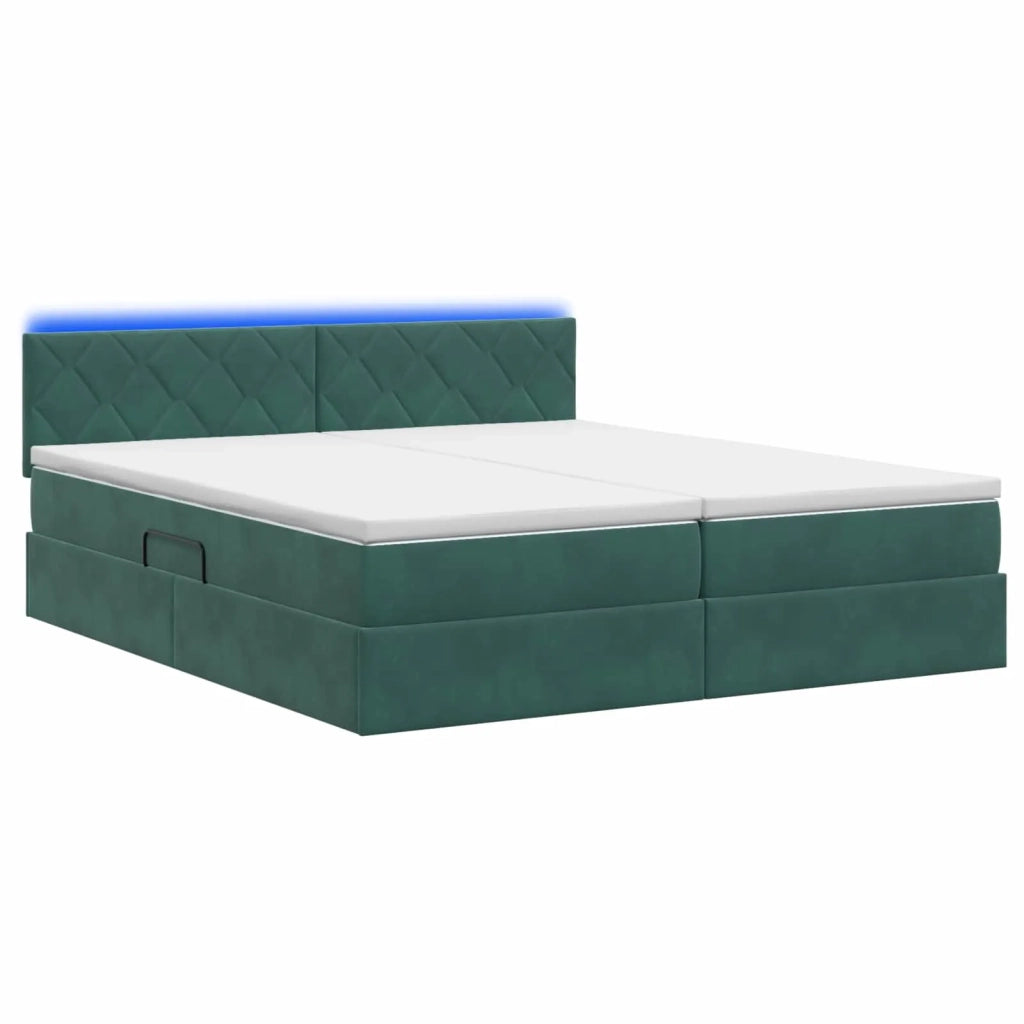 Letto con contenitore LED e materasso Verde Scuro 200 x 200 cm 3459405