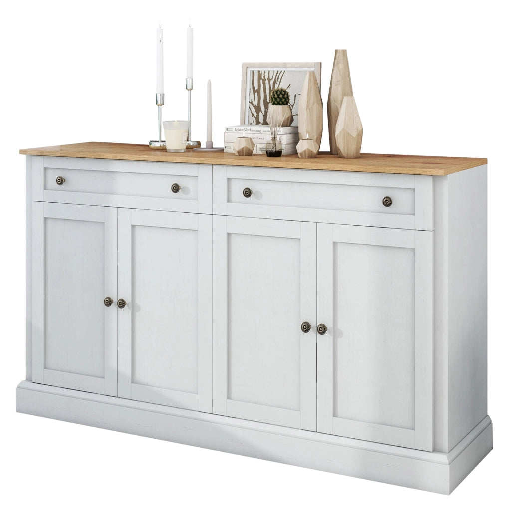 Credenza con 4 ante e 2 cassetti; ripiani regolabili - per soggiorno - 150×40×86 cm