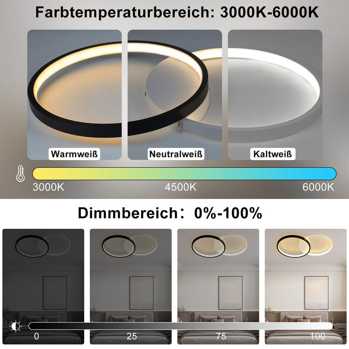 ZMH Lampada da soffitto plafoniera LED moderna bianco nero per camera letto