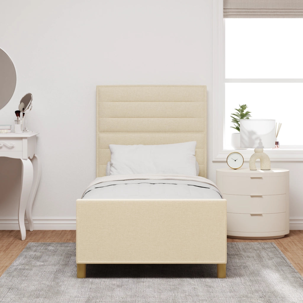 Struttura letto crema  90x190 cm in tessuto