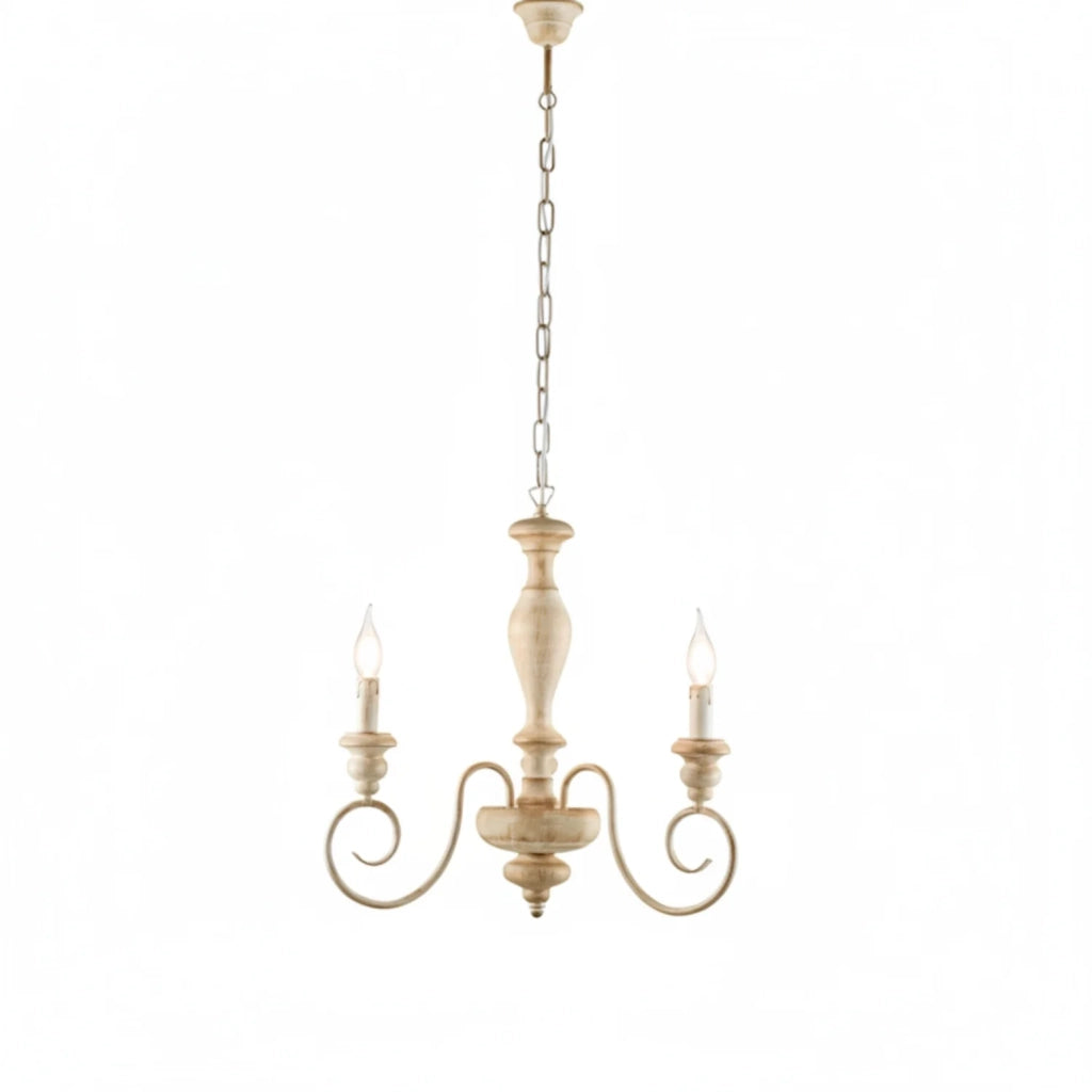 Lampadario Shabby Chic Cascina Bianco Tortora Vintage 3 Luci E14