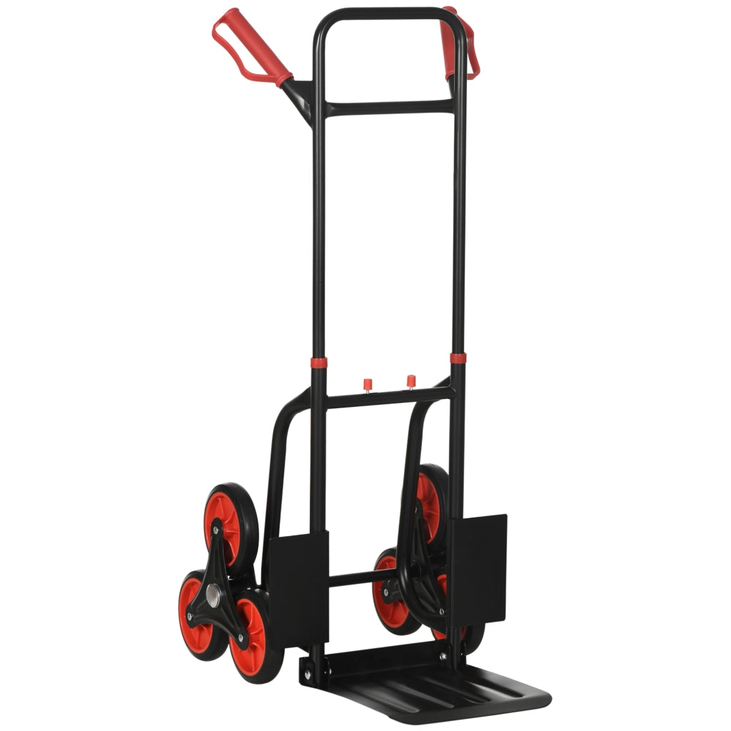 Carrello saliscale in acciaio con 6 ruote, manico telescopico, portata 120 kg, nero