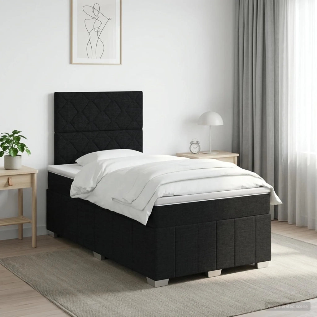 Letto box spring con materasso Nero 120 x 200 cm Tessuto 3454122