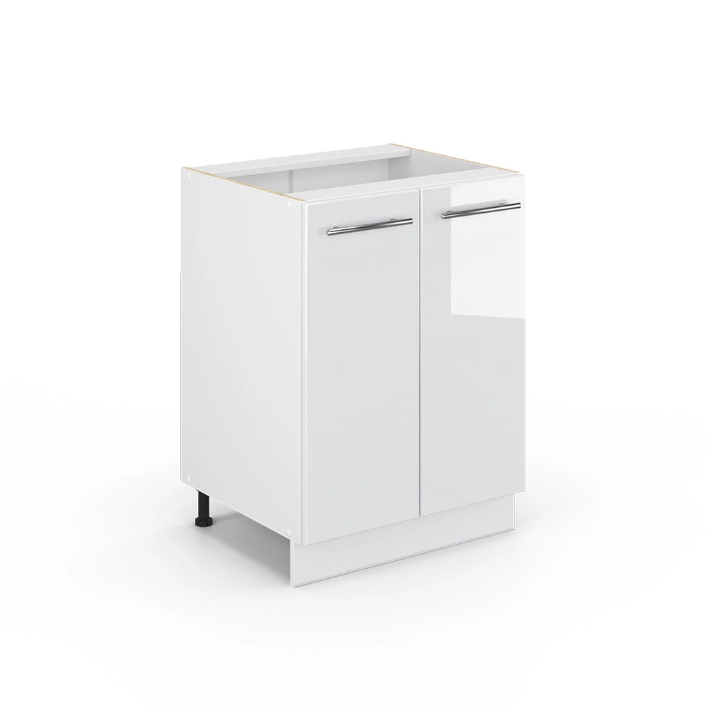 Mobiletto base cucina Fame-Line Bianco lucido/Bianco 60 cm senza piano di lavoro Vicco