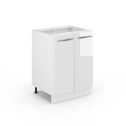 Mobiletto base cucina Fame-Line Bianco lucido/Bianco 60 cm senza piano di lavoro Vicco
