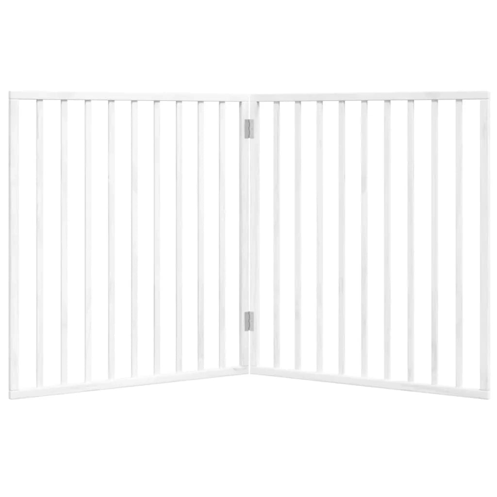 Cancelletto di sicurezza pieghevole per cani a 2 pannelli 160 cm legno di pioppo bianco 02_0023033