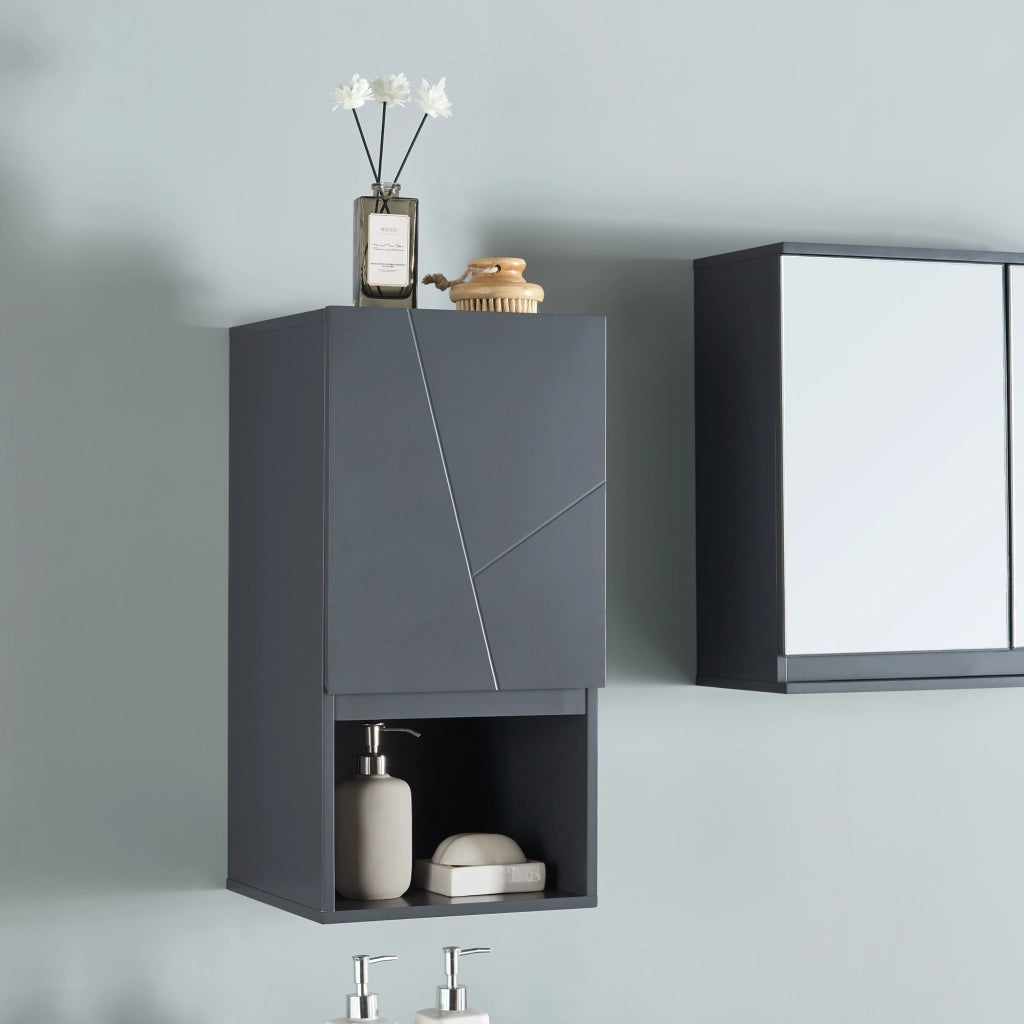 Armadietto Pensile da Bagno Overath 60x30x30 cm Grigio [en.casa]