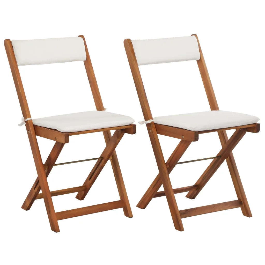 Set da Bistrot 3 pz | Set Salotto da Giardino Pieghevole con Cuscini Massello di Acacia
