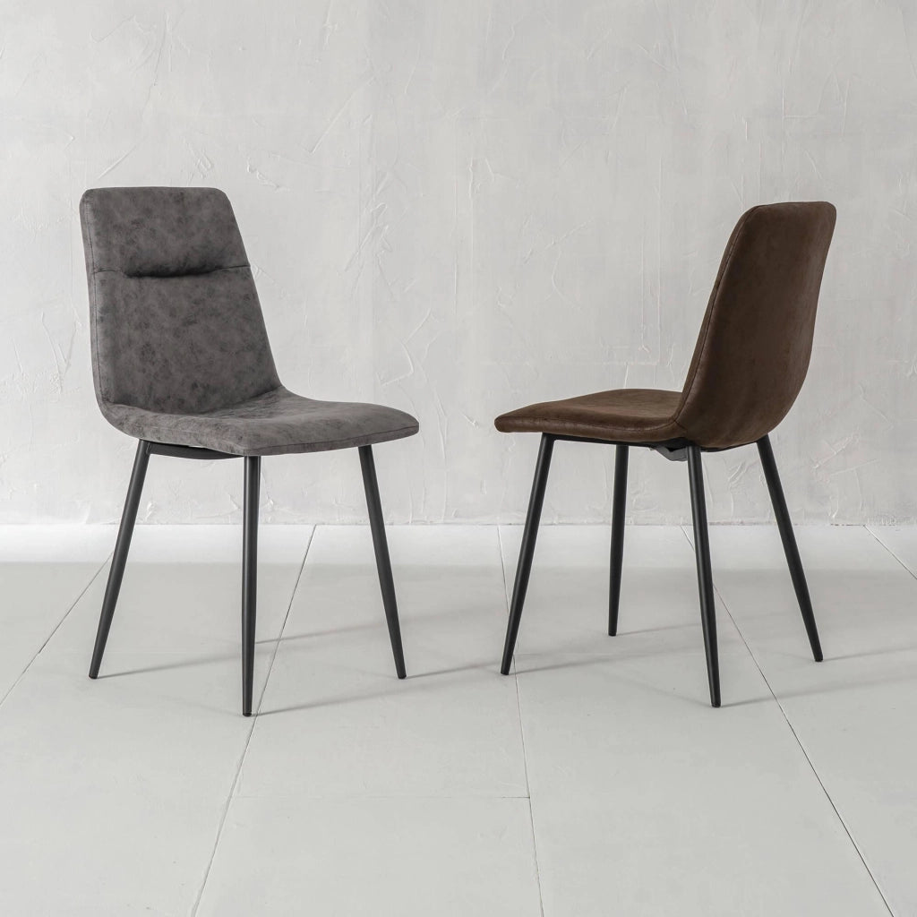 Set 4 Sedie Imbottite 49x48,5x88 cm in Similpelle Grigio Vintage