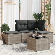 Set Divano da Giardino 5pz con Cuscini-Sofa da Giardino-Divanetto da esterno Grigio Chiaro Polyrattan 426396