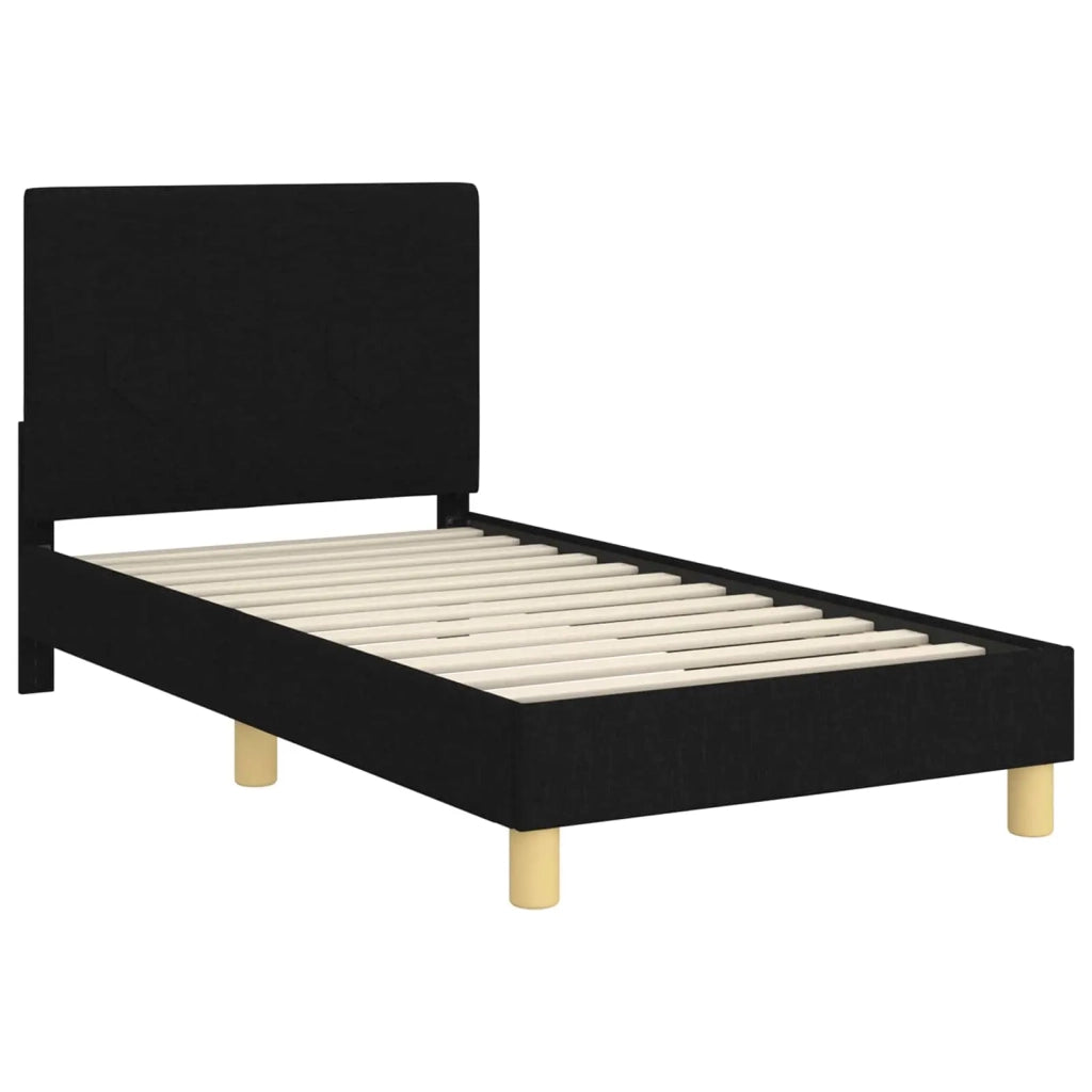 Struttura letto Bambini | Letto Infantile | Lettino con testata Nero 80 x 160 cm Tessuto