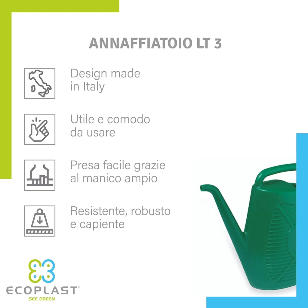 Annaffiatoio Plastica Ecoplast Verde 3 lt