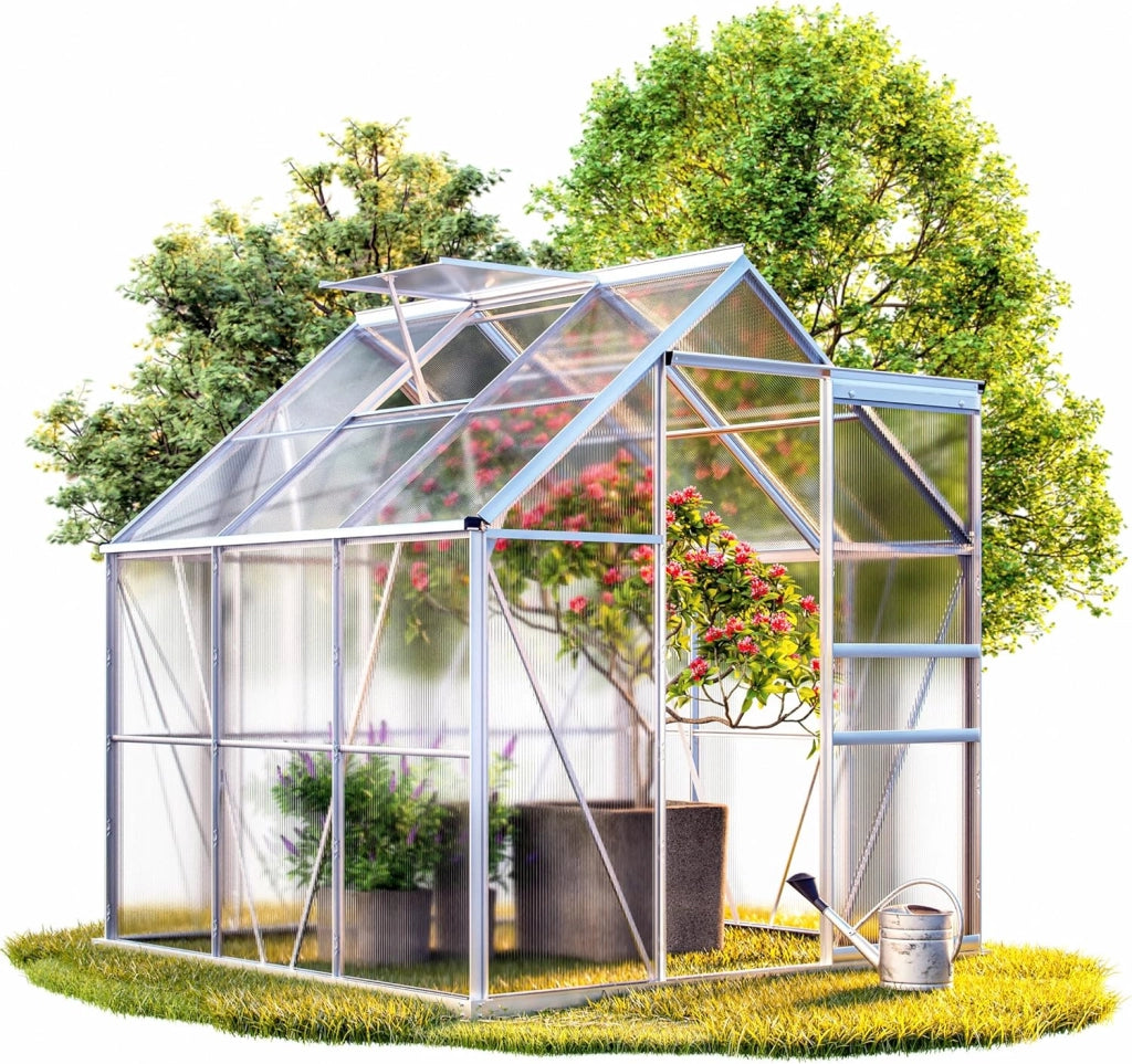 Serra Giardino Alluminio con Base 7,2m² 380x190cm 11,73m³ 4 Lucernari Orto Piante Esterno