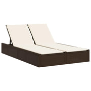 Lettino Prendisole | Sdraio da giardino | Lettino da sole con Cuscini Marrone in Polyrattan
